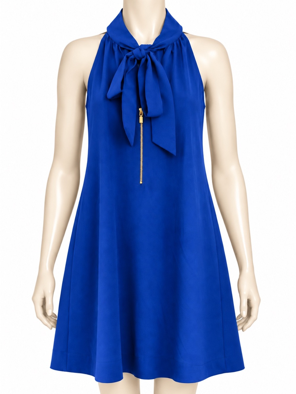 Oleg Cassini Blue Bow Neck Shift Dress Size 4 Like New Vintage Inspired